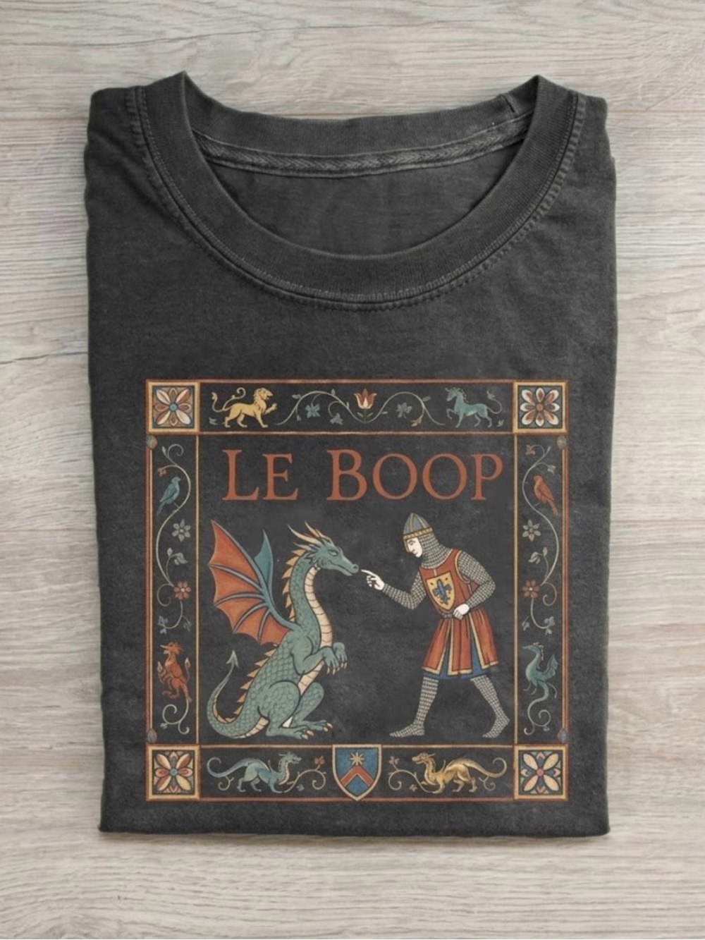 Comfort Colors Le Boop Knight Dragon Medieval Bookish Fantasy Graphic Tee